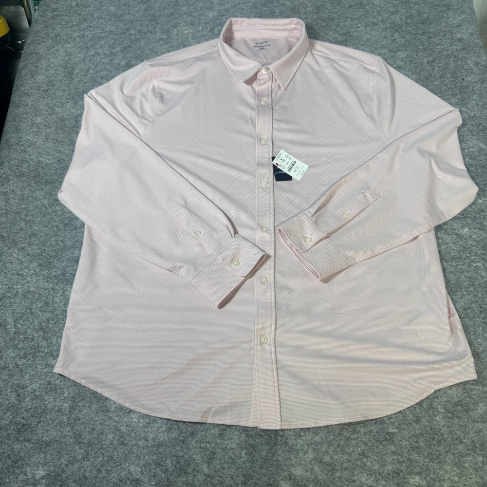 J.Crew Mens Performance Stretch Button Down Shirt Pink Micro Dot CL432 XXL NEW